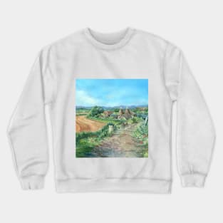 'An Oast House Farm in Haysden, Tonbridge' by Sonia Finch Crewneck Sweatshirt